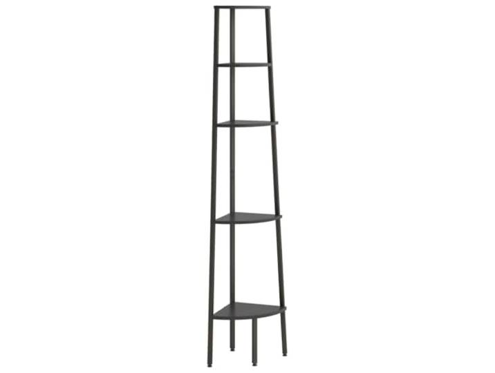 KGHERMDF Eckregal mit 5 Ablagen Schwarz 45,5x31,5x180 cm Stahlkonstruktion, Stabil, Platzsparend, Für Wohnzimmer, Bücher, Pflanzen
