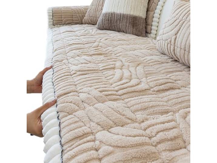XCHtuerFY Sofabezüge, Flauschige, rutschfest, Dicke Sofaüberzüge 2-3 Kissen, Kissenschutz(70cmx70cm)
