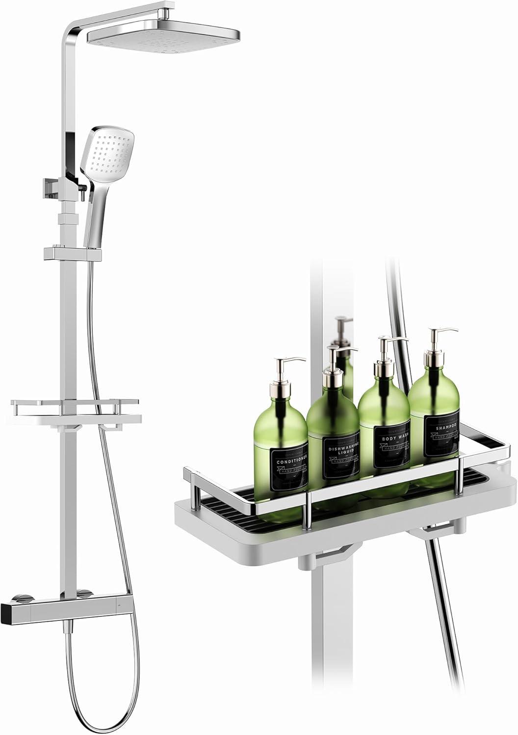 Komplettes Duschset - Duscharmatur - Regendusche - Handbrause - Thermostatarmatur - Hochglanzchrom