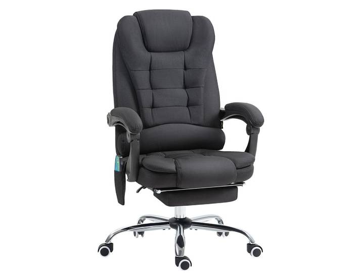 Shopentra Chefsessel Schwarz, Massage, Wärmefunktion, Fußstütze, Metall, 70x119x65 cm, Büromöbel, Bürostühle, Chefsessel