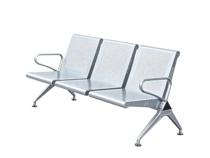 YZWZZXC 3-Sitzer Wartezimmerbank mit Handlauf, Flughafen Empfangstheke Stabiles Edelstahlgestell, Wasserfest und Sonnenbeständig, für Flughafen, Krankenhaus, Bürolobby, 175x65x78cm