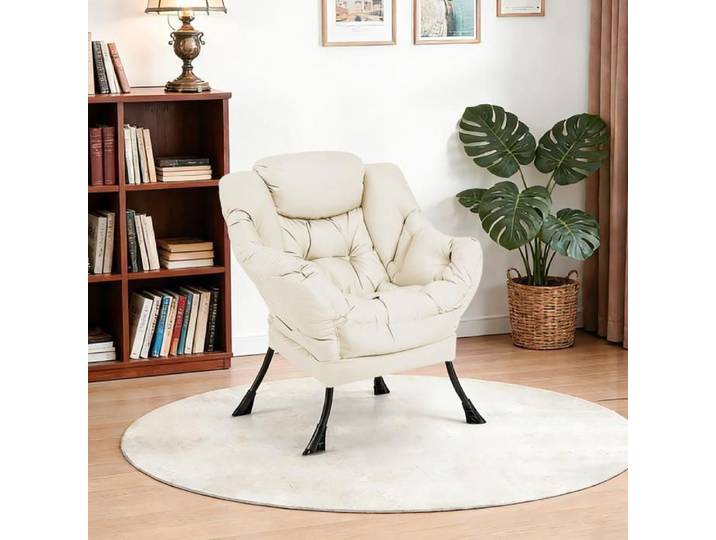 JEOBEST Fauteuil Salon Scandinave avec Oreiller et Poche Latérale Relax Confortable pour Lecture Capacité de Charge 120kg