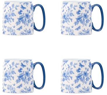 10 Strawberry Street Bella Flora Mugs, Set of 4