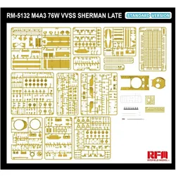 Rye Field Model 1:35 5132 M4A3 76W VVSS Sherman laat - Standaard versie Plastic