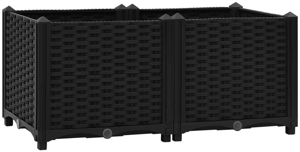Dakota Fields Ronks Planter Black 38cm H x 80cm W x 40cm D