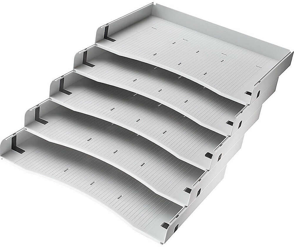 kaiserkraft Schrägablagen-Set, 5 Stück für DIN A4, lichtgrau