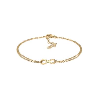 Armkette ELLI "Armband Infinity Liebe Unendlichkeit Layer 925 Serling Silber" Gr. 190, gold, Armbänder, Damen, 190, Silber 925 (Sterlingsilber), Armkette