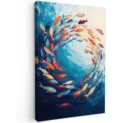 LEINWANDBILD Meer - Fische - Bunt - Dynamisch Deko XXL 80x120 cm