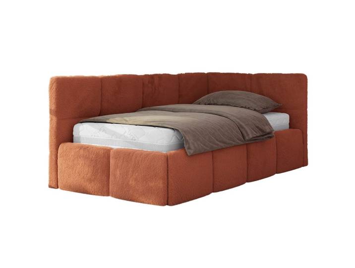 JUGENDBETT ARVO 90/200 - Orange Plüsch - Foam-Matratze - Rechts Seite