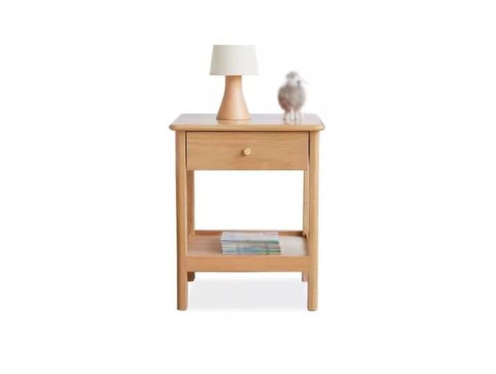 EINES Nachtkästchen Schlichtes Nachtregal/Beistelltisch Im Landhausstil Aus Massivholz mit Regalen und Schubladen, kein Zusammenbau erforderlich, geeignet for Wohnzimmer oder Schlafzimmer