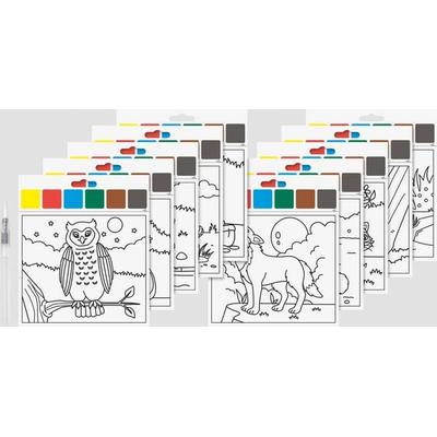 Brunnen Heyda Mal Set Waldtiere - Malblock inkl. Wasserfarben und Pinsel, 10 Motive