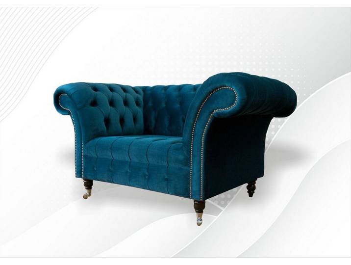 JVmoebel Chesterfield-Sessel Türkisblaue Chesterfield Sofa mit hochwertiger Polsterung (Packung, Relaxsessel), Made in Europa