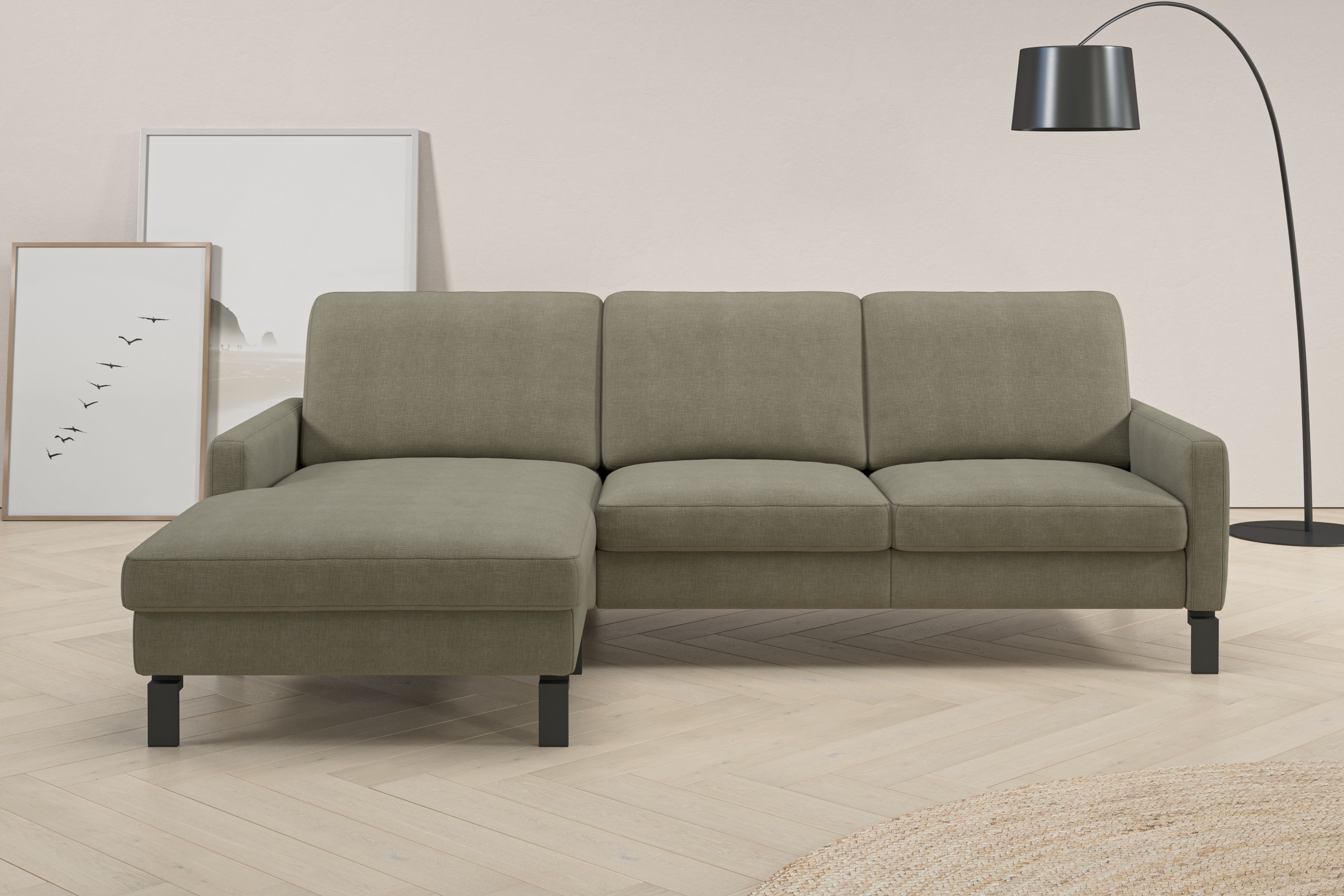 Home affaire "Lecce, 244 cm breit, Federkernpolsterung, L-Form" inkl. saugroboterfreundliche Höhe & schmale Armlehnen