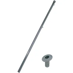 Flaggenstock mit Halter 15°, versenkt, A2, 970x25mm, magnetisch