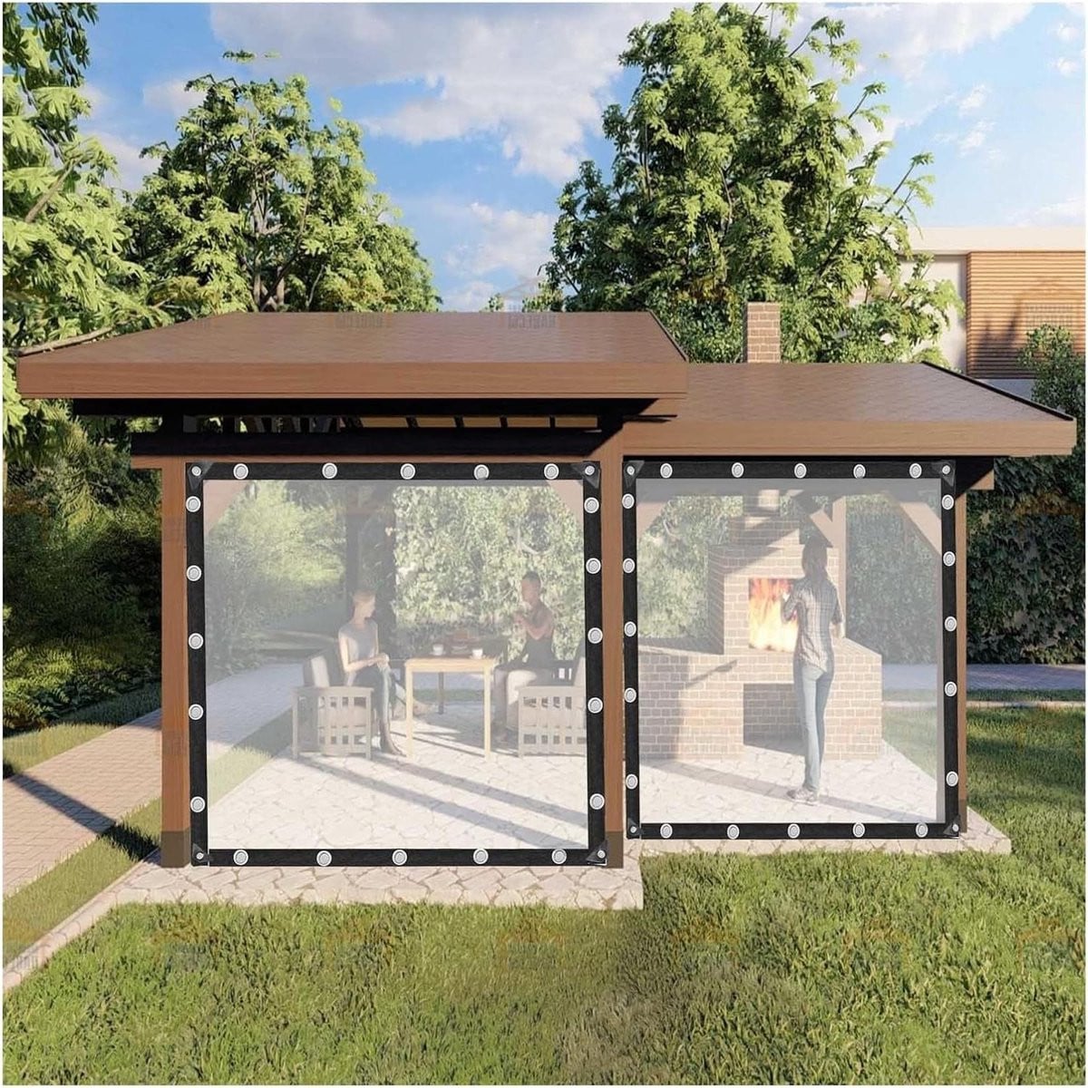 Transparant Tuinpaviljoen Gordijn - Waterdicht PVC Scherm - 2 x 25 m