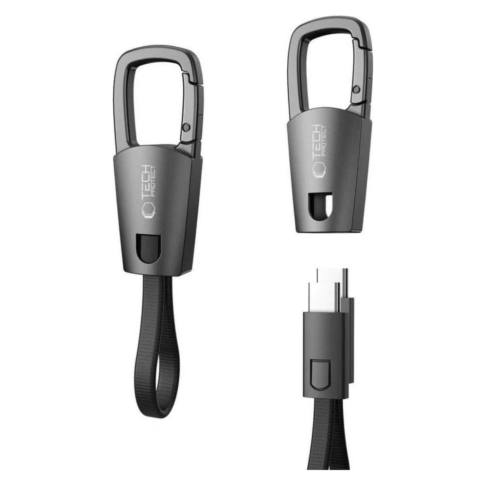 Tech-Protect Ultraboost DNA-Kabel mit Schlüsselanhänger USB-C PD 60 W / 3 A - Grau (0.17 m, 60 W) (5906302331963)