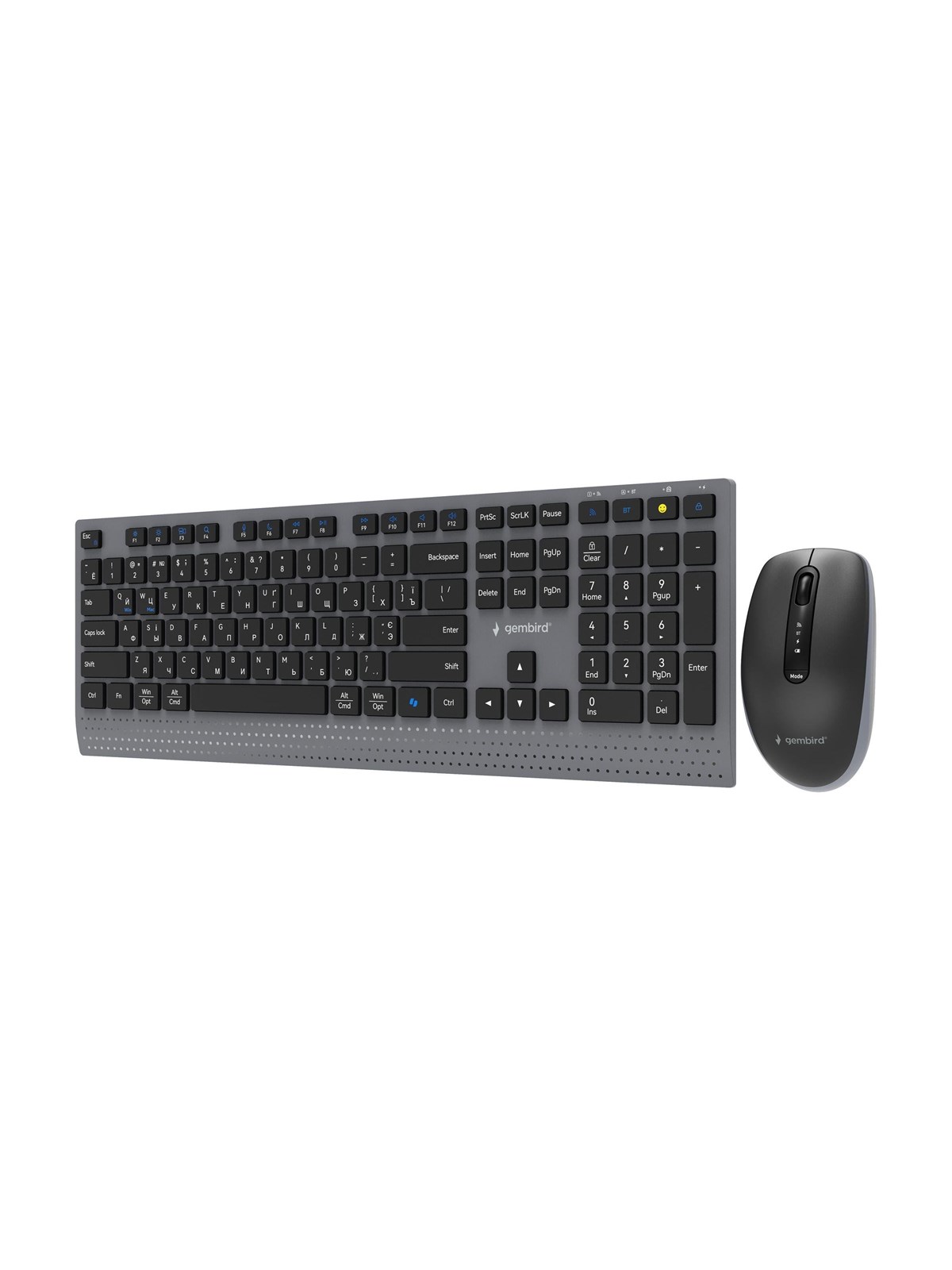 Gembird - keyboard and mouse set - dual-mode slim full size - Cyrillic - black Input Device - Tastatur & Maus Set - Kyrillisch - Schwarz
