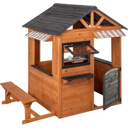 Hardin 1fachgut Holzspielhaus mit Blumentöpfen und Sonnendach, ca.110 × 126 × 156 cm
