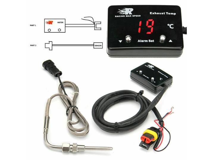 1 ensemble de jauge de température des gaz d'échappement numérique LED EGT, capteur de température pour voiture, universel, DC 12V, accessoires de jauge de température des gaz d'échappement