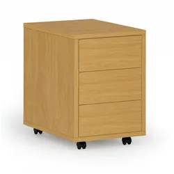 Büro-Rollcontainer PRIMO WOOD, PUSH-lock, 3 Schubladen, Buche