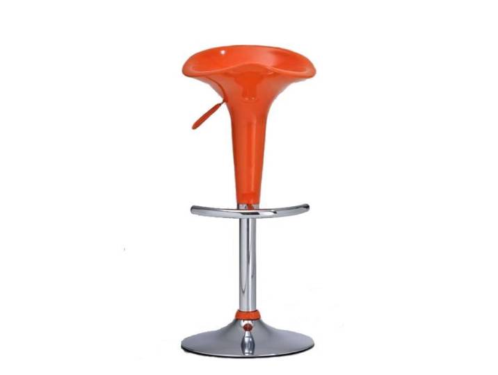 Tabouret de Bar - CLP - Design Saddle - Assise Plastique - Piètement Métal - Orange
