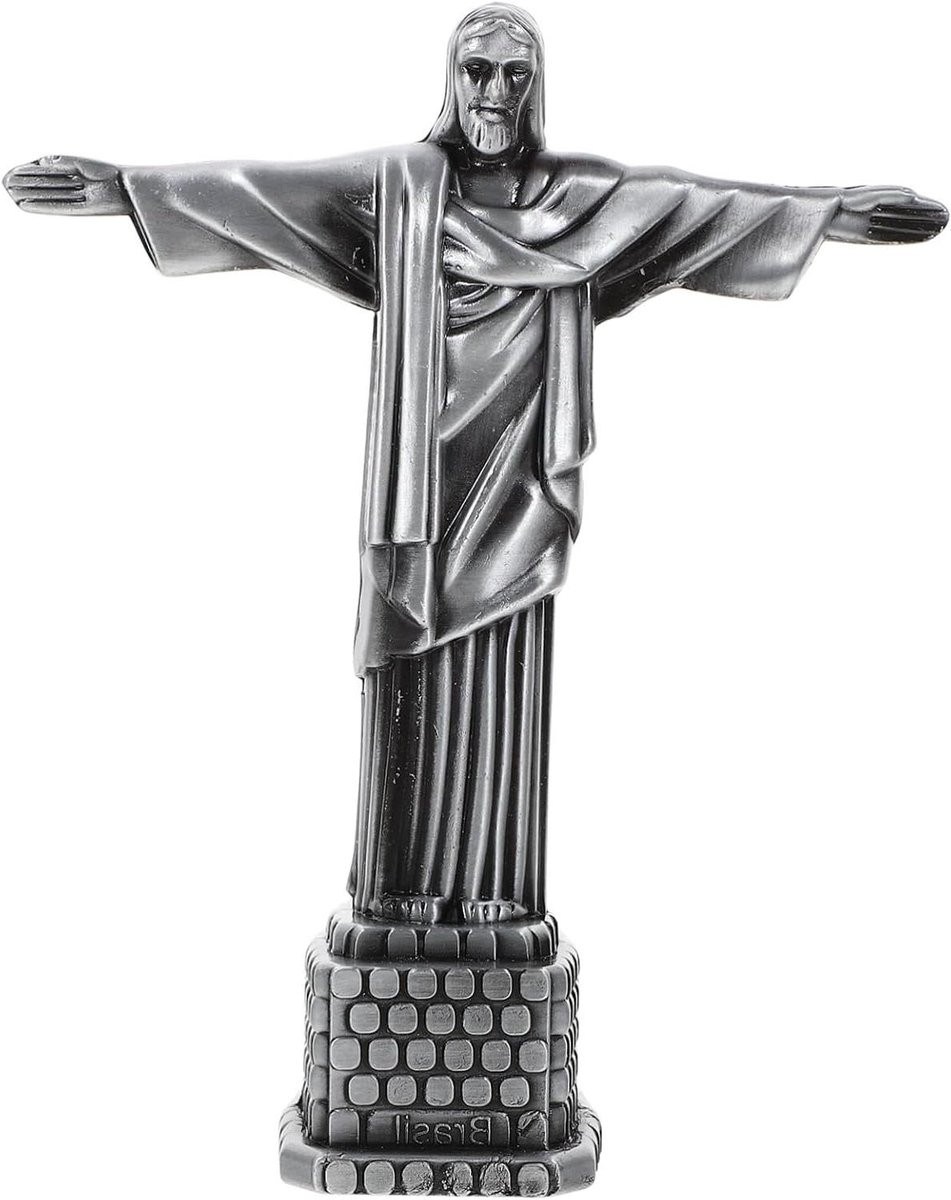 Zilveren Jezus Religieus Beeldje voor Woonruimte Decoratie - 18 x 15 cm