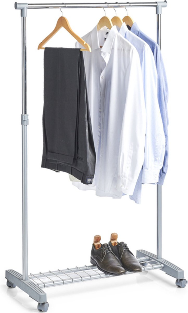 Verstelbaar mobiel kledingrek met enkele stang, 170 cm