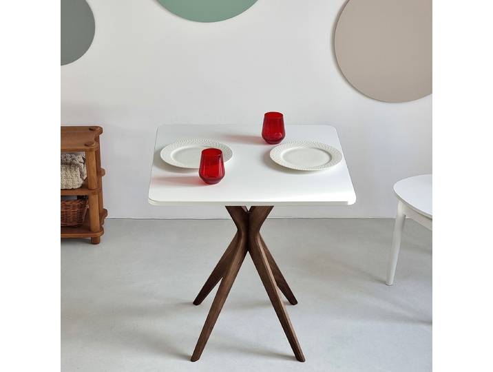 Esstisch Lynda rechteckig 70 x 70cm Weiß Walnuss