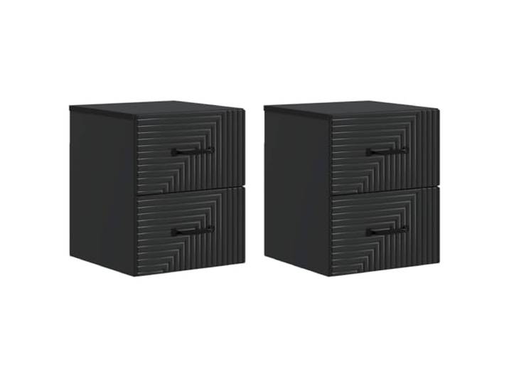 Tmriohed 2er Set Wandnachttisch Schwarz 34,5x33x40cm Holzwerkstoff Platzsparender Hängeschrank für Schlafzimmer und Wohnraum mit praktischem Stauraum aus pflegeleichtem Holzwerkstoff.