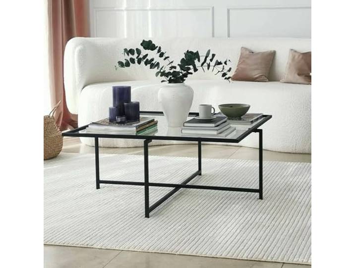 Dmora Couchtisch Dabih 85x85x35 cm Schwarz, Quadratisch