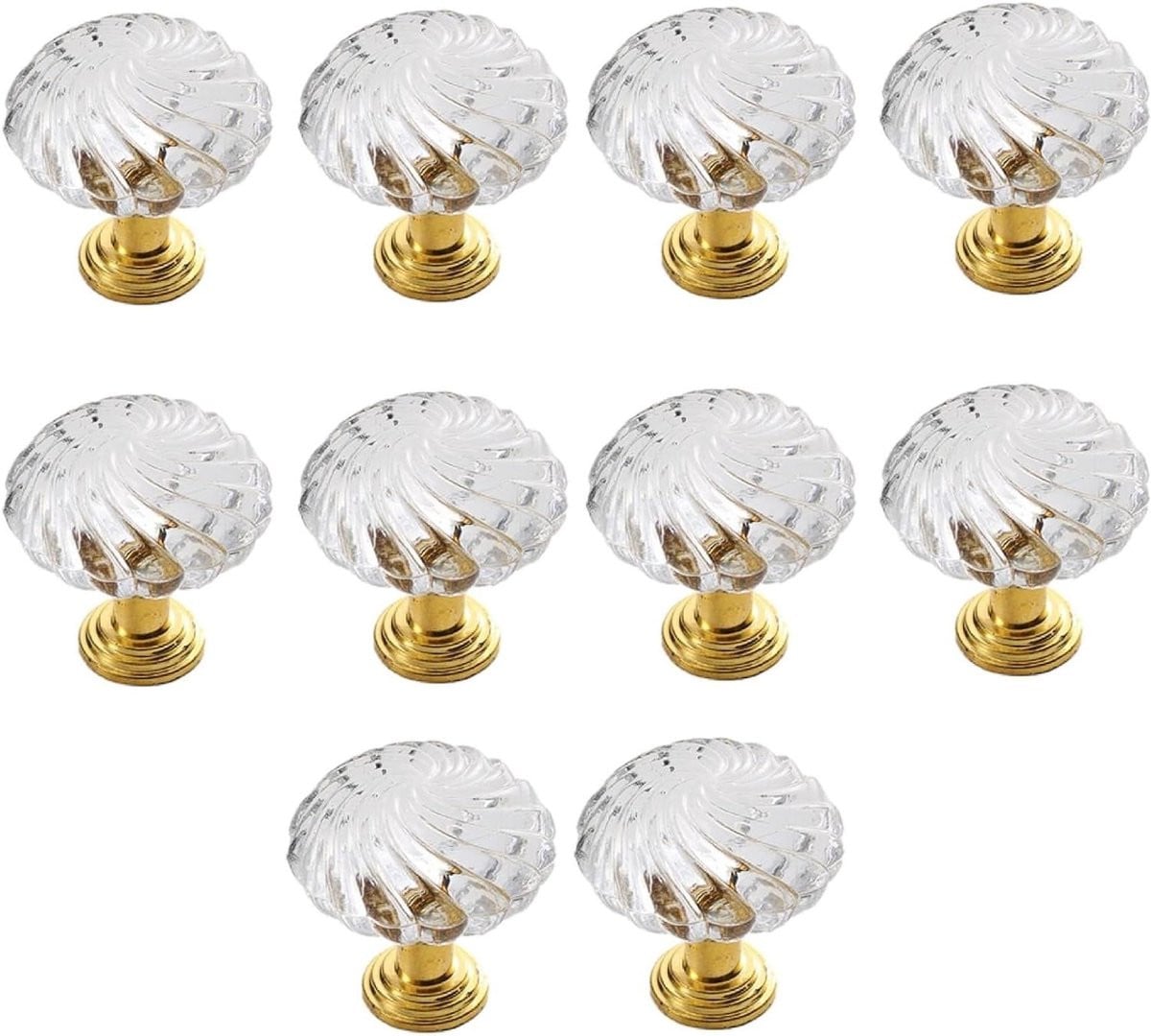 10 stuks Ladegrepen Acryl Goud Spiraal - Kastknoppen voor Meubels