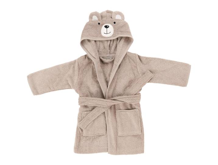 Avelia Kinderbademantel, Beige, Textil, Bär, Gr. 0-3, unisex, ISO 9001, AZO-frei, Oeko-Tex® Standard 100, Global Recycled Standard (Grs), Gots, besonders flauschig, angenehm warm, Heimtextilien, Badtextilien, Bademantel, Bademäntel Kinder