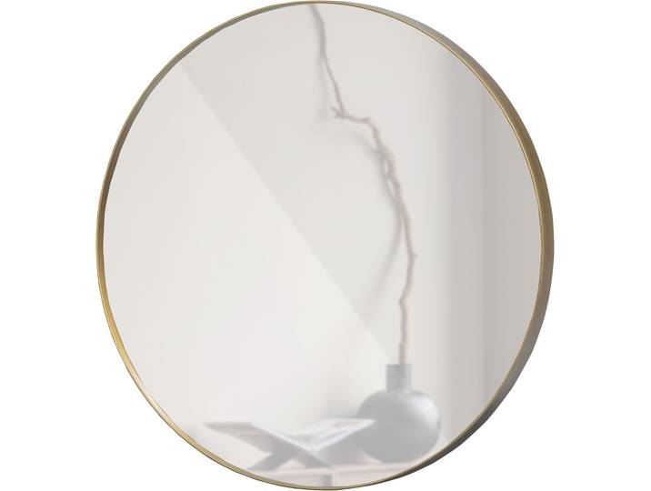 Spiegel WOOOD Doutzen Metall mit Pulverbeschichtung , gold, B:80cm H:80cm T:5cm Ø:80cm, glasspiegel, Spiegel, Spiegel, HRP-Stahlrahmen, Europäischer Spiegelglasstandard, Pfleiglicht