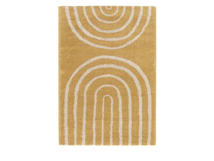 Tapis contemporain géométrique -160x230cm jaune moutarde polypropylène