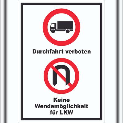 HB-Druck Durchfahrt verboten LKW Keine Wendemöglichkeit für LKW Aufkleber A3 (297x420mm)