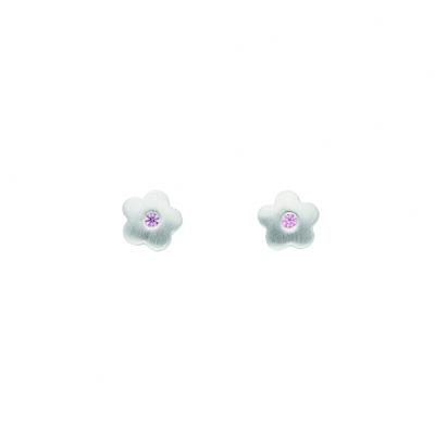 Paar Ohrhänger ADELIA´S "Blüte Ohrstecker Ohrringe 925 Silber mit Zirkonia", rosa (silber), Ohrringe, Damen, Damen, Silber 925 (Sterlingsilber), Silberohrringe Blüte