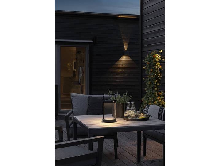 home24 USB/Solar-lantaarn Crotone 15 x 30 x 17cm zwart