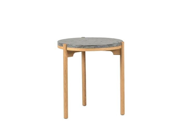 Mavis Dondo Beistelltisch weiß pigmentierte Eiche Ø45 cm Geschliffener Kalkstein