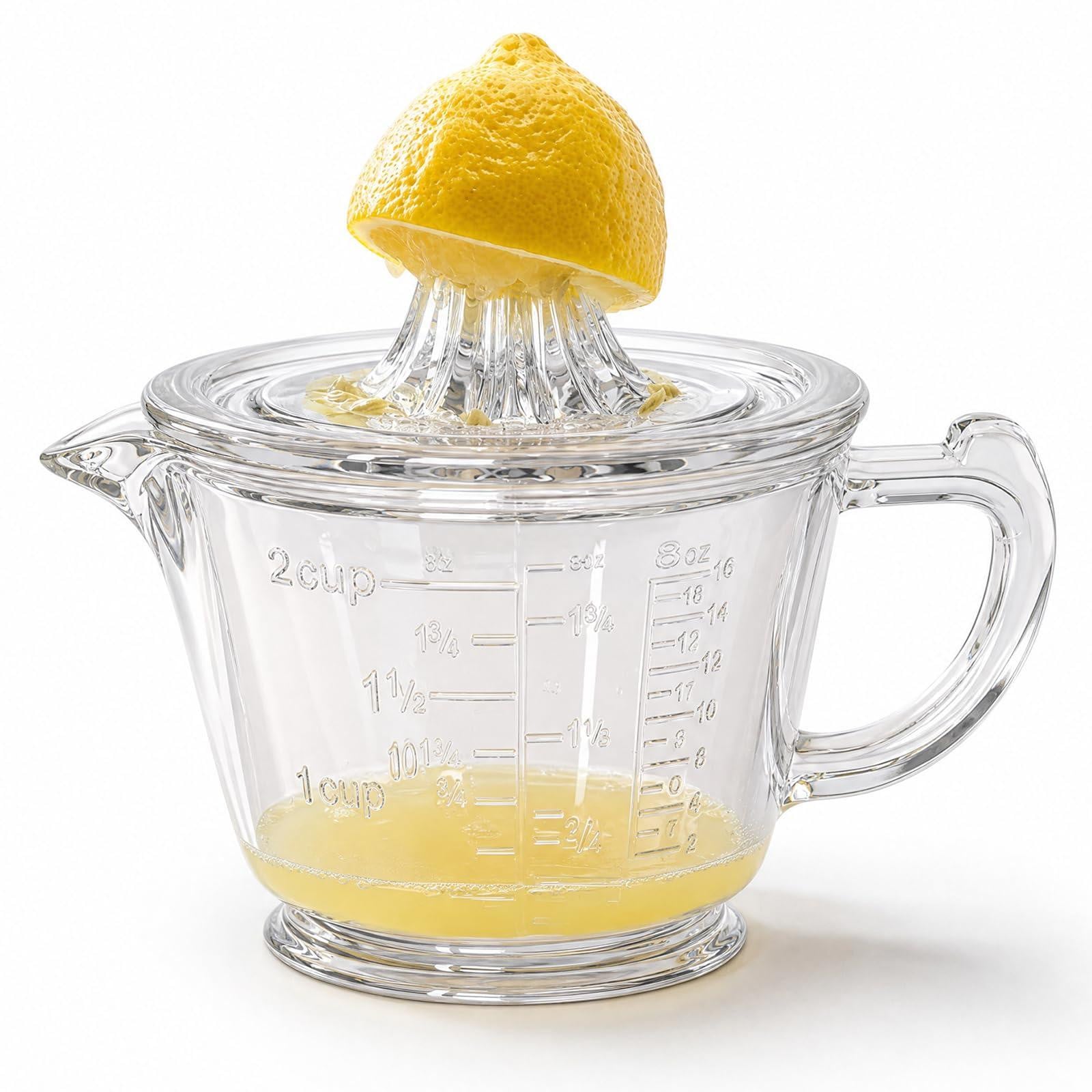 Dripio Citruspers met glazen meetbeker van 500 ml en zeef