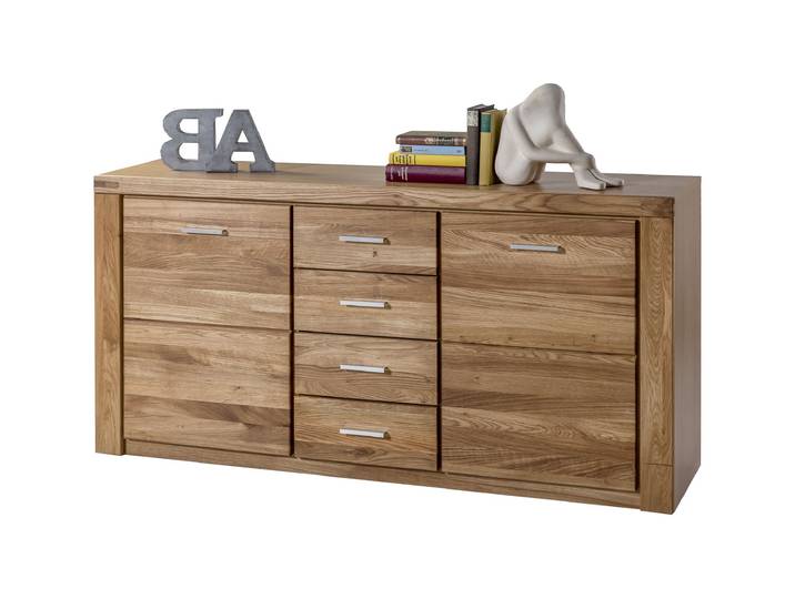 Sideboard mit 4 Schubladen Wildeiche massiv geölt 159 cm - FREYJA