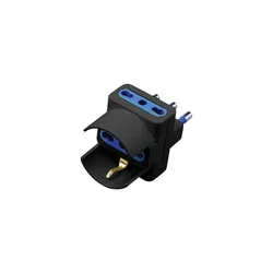 Alcapower 3-fach Adapter 16A Schwarz, 2 x 10/16A Bipasso und 1 x Schuko-Steckdose, Max. 250V, Leistung bis 1500W