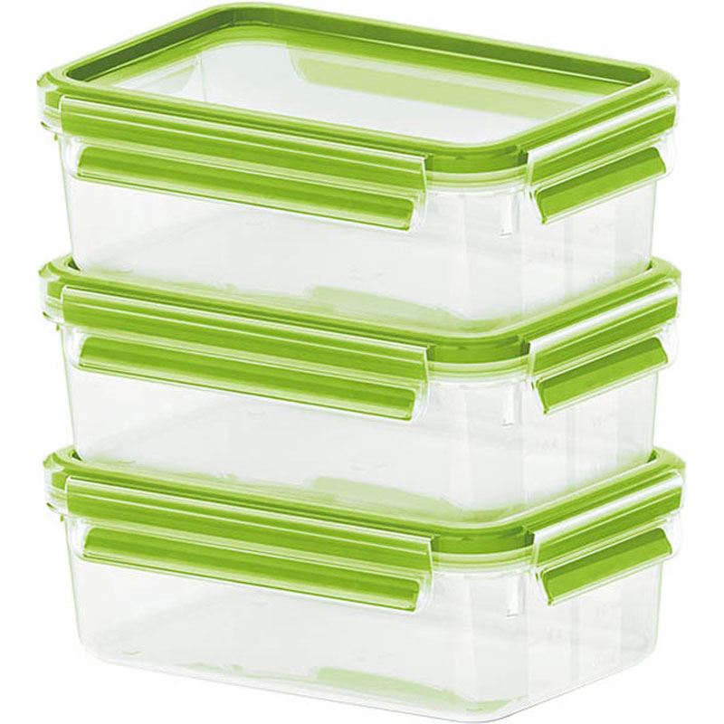 emsa Frischhaltedosen CLIP & CLOSE 5,8 cm hoch transparent 3x 0,55 l, 3 St.