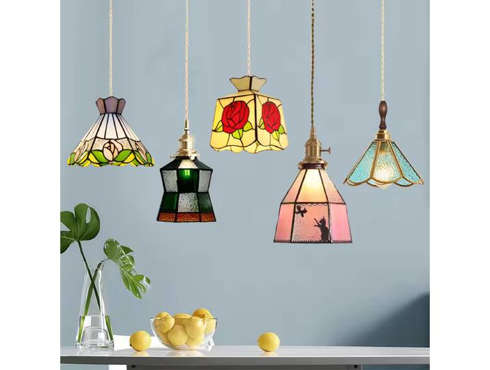 Luminaire suspendu vintage coloré de luxe pour restaurant, bar, décoration, lampe suspendue au plafond, lustre pour café