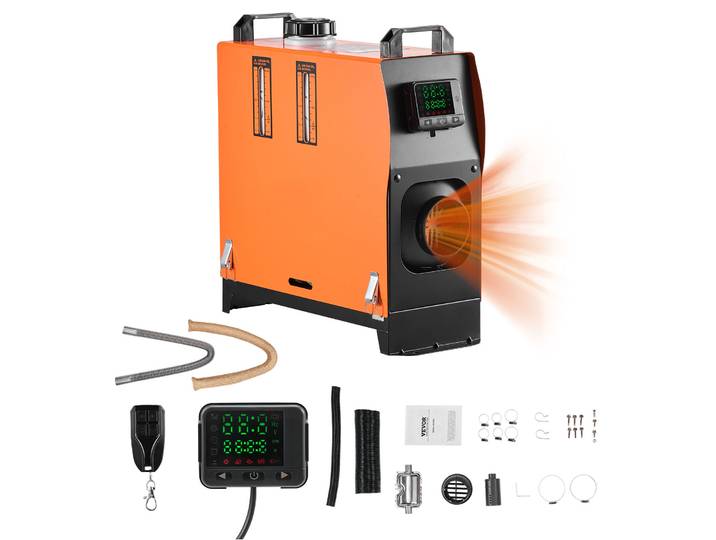 SucceBuy Chauffage d'air diesel 8KW DC12-24V Chauffage de stationnement diesel avec annonce vocale télécommandée, chauffage de voiture pour camping-car, camping-car