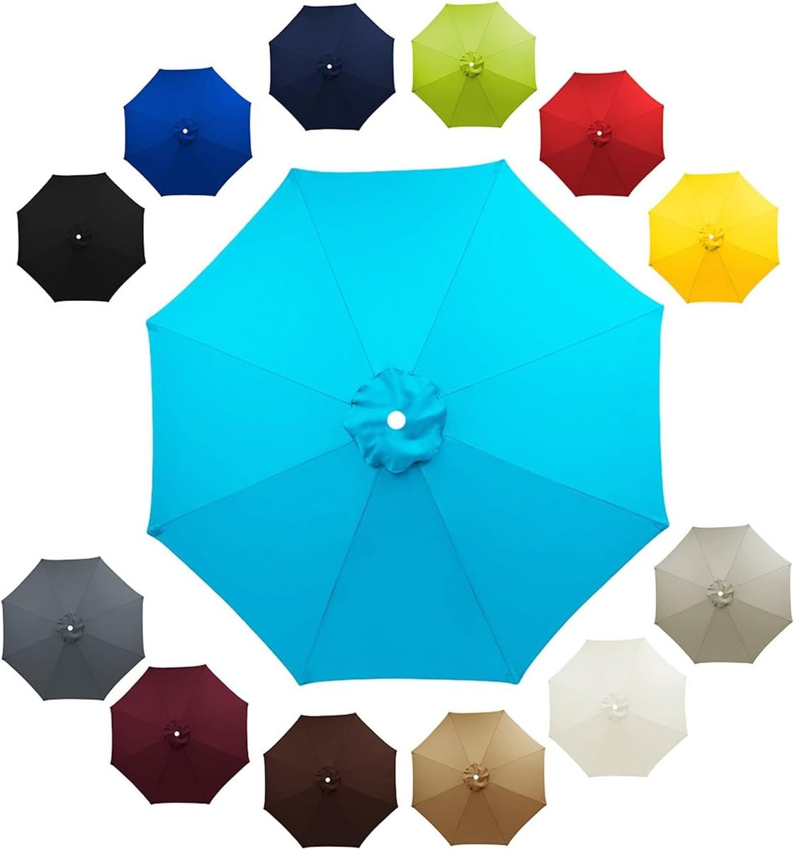 Generieke parasolhoes Lake Blue voor 6 of 8 baleinen, 3.5m