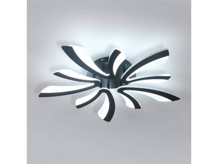 Plafonnier LED, 50 watts, 5625 lumens, style moderne, 72 cm, lumière blanche froide 6500K, noir