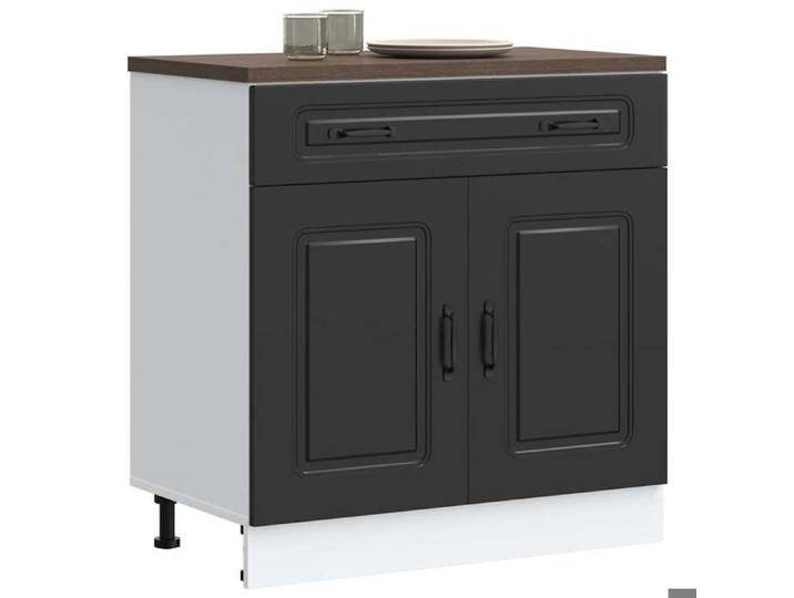 Meuble cuisine charge 65 kg Design Moderne Armoire de cuisine - Kalmar noir - bois d'ingénierie 266902