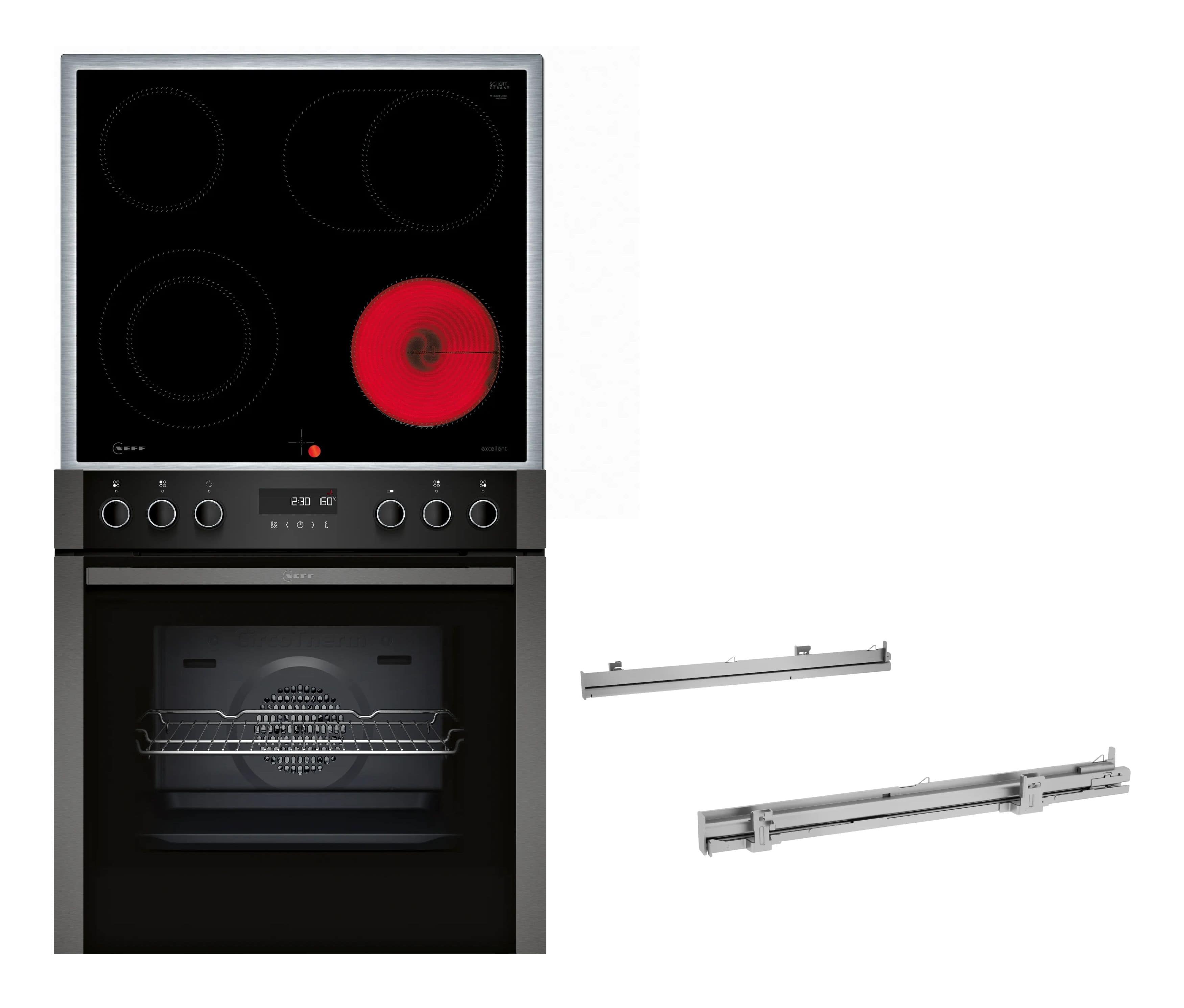 Neff HMK320SP (E2ACH7AG3 + M16SRF0M0 + Z1608BX0) Herdset groß EasyClean mit 60 cm Glaskeramikkochfeld