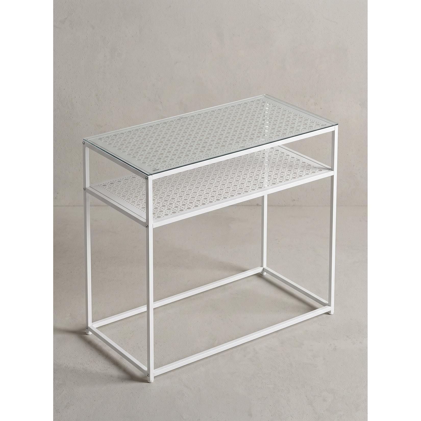 Konsolentisch Sicherheitsglas Weiß 80x40x77 cm - ALCUDIA Kadima
