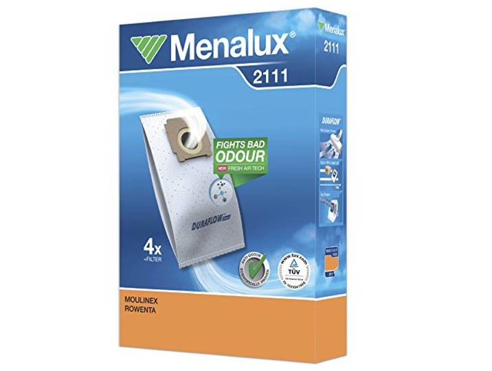 Menalux 2111 4 stofzuigerzakken synthetisch Duraflow voor Moulinex/Rowenta, voor Rowenta RO 24…, RO 26.., RO 52..